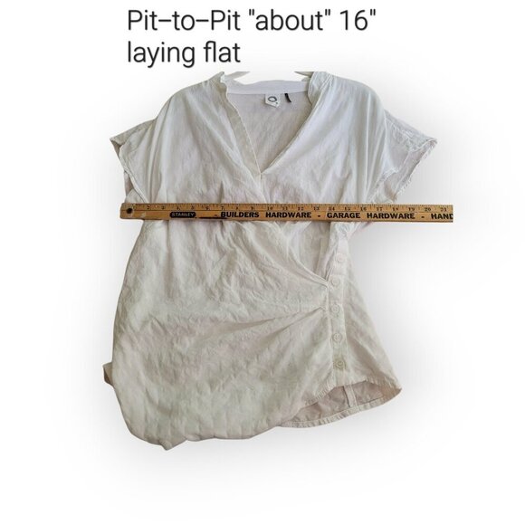 Anthropologie Akemi Kin White Poplin Wrap Top Cotton Blend Size 4 Summer - Picture 5 of 8